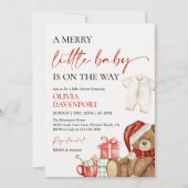 Merry Little Christmas Winter Bear Baby Shower Einladung (Vorderseite)