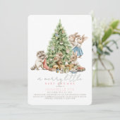 Merry Little Christmas Woodland Animal Baby Shower Einladung (Stehend Vorderseite)