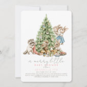 Merry Little Christmas Woodland Animal Baby Shower Einladung (Vorderseite)