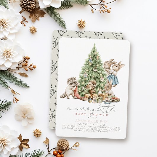 Merry Little Christmas Woodland Animal Baby Shower Einladung