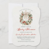 Merry Little Christmas Wreath Baby Shower Einladung (Vorderseite)