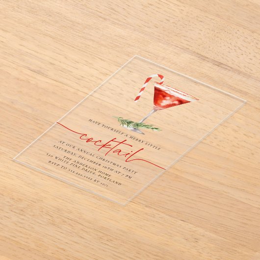 Merry Little Cocktail Candy Cane Holiday Party Acryleinladungen (Ablage )