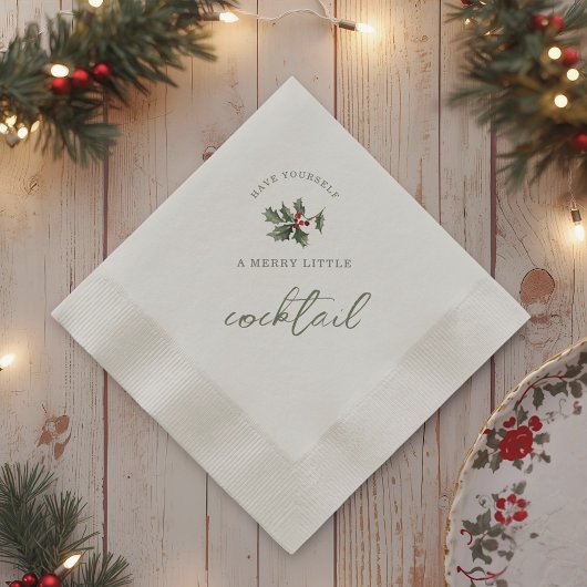 Merry Little Cocktail Christmas Napkins Serviette