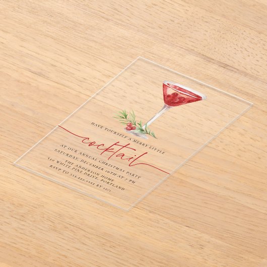 Merry Little Cocktail Martini Holiday Party Acryleinladungen (Ablage )