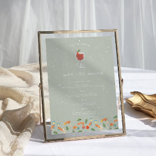 Merry Little Cocktail Retro Christmas Drink Poster