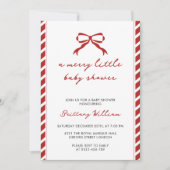 Merry Little Elegante Christmas Bow Baby Shower Einladung (Vorderseite)