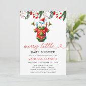 Merry Little Floral Christmas Weihnachtsdusche Einladung (Stehend Vorderseite)