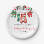 Merry Little Floral Christmas Weihnachtsdusche Pappteller (Vorderseite)