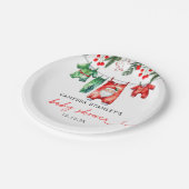 Merry Little Floral Christmas Weihnachtsdusche Pappteller (Schrägansicht)
