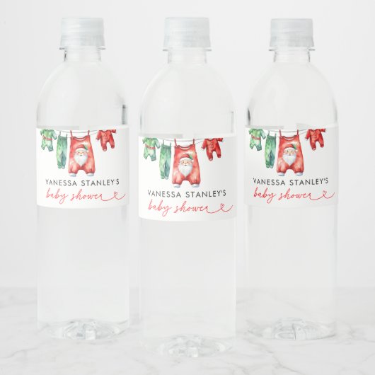 Merry Little Floral Christmas Weihnachtsdusche Wasserflaschenetikett (Flaschen)