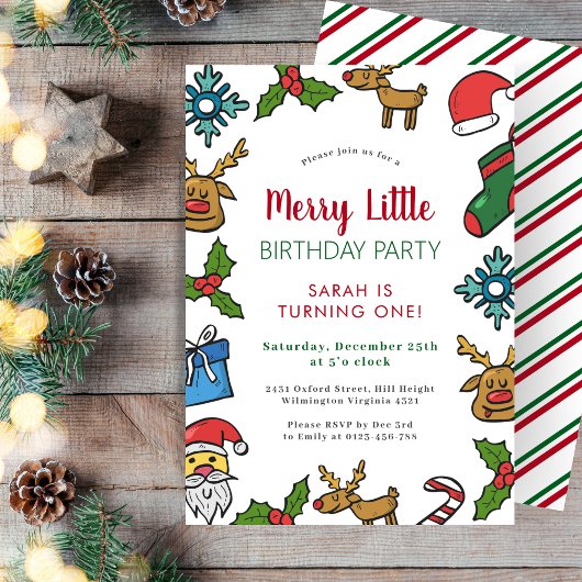 Merry Little Geburtstag Weihnachten Winter Einladung