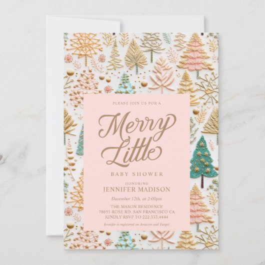 Merry Little Girl Baby Shower Einladung (Vorderseite)