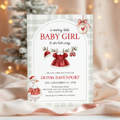 Merry Little Girl Goose Christmas Baby Shower Einladung