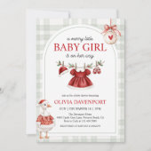 Merry Little Girl Goose Christmas Baby Shower Einladung (Vorderseite)