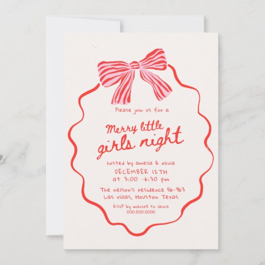 Merry Little Girls Night Christmas Holiday Einladung (Vorderseite)