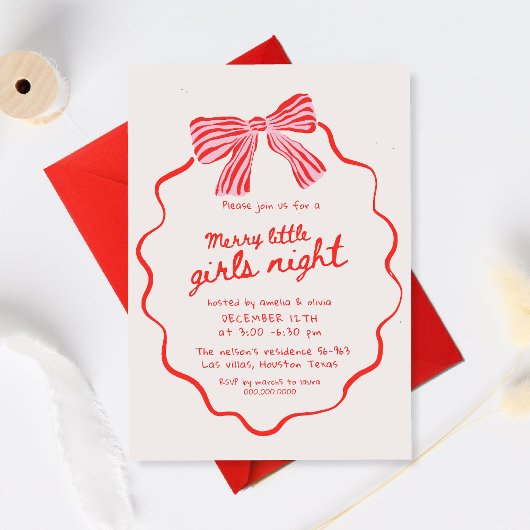 Merry Little Girls Night Christmas Holiday Einladung