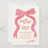 Merry Little Girls Night Invitation | Pink Red Bow Einladung (Vorderseite)