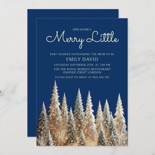 Merry Little Mattiert Forest Weihnachtsdusche Einladung (Vorne/Hinten)
