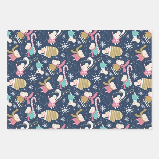Merry Little Mice - Christmas Wrapping Paper Trio  Geschenkpapier Set (Vorderseite)