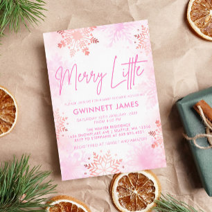 Merry Little Pink Baby Dusche Einladung