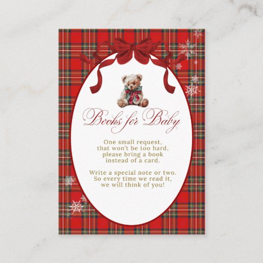 Merry Little Red Bow Christmas Plaid Books Requast Begleitkarte (Vorderseite)