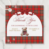 Merry Little Red Bow Christmas Plaid Geschenkanhänger (Vorderseite)