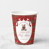 Merry Little Red Bow Christmas Plaid  Pappbecher (Vorderseite)