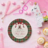 Merry Little Red Bow Christmas Plaid Pappteller (Party)