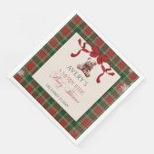 Merry Little Red Bow Christmas Plaid Serviette (Ecke)