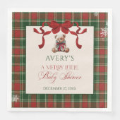 Merry Little Red Bow Christmas Plaid Serviette (Vorderseite)