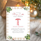 Merry Little Red Bow Gingham Baby Shower Einladung