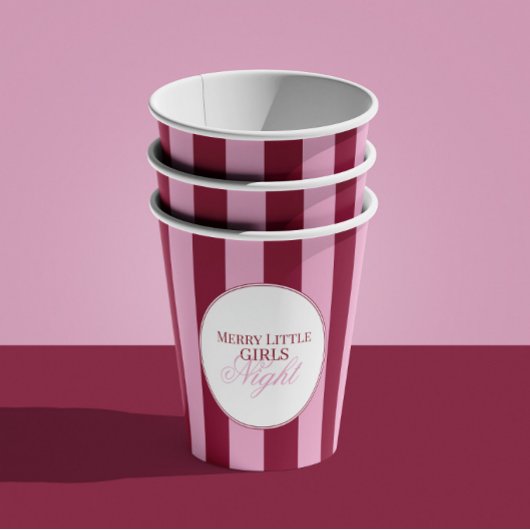 Merry little red stripe Christmas Party Cups Pappbecher