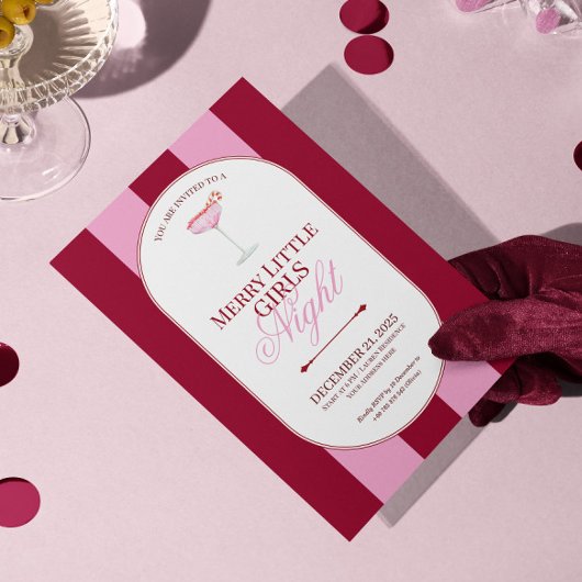 Merry little red stripe Christmas Party Invitation Einladung