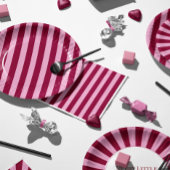 Merry little red stripe Christmas Party Plate Pappteller