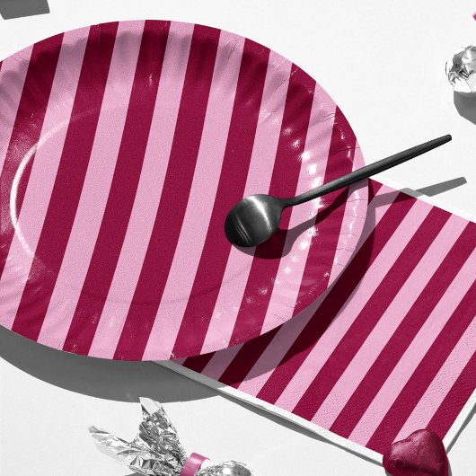 Merry little red stripe Christmas Party Plate Pappteller