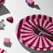 Merry little red stripe Christmas Party Plate Pappteller