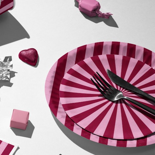 Merry little red stripe Christmas Party Plate Pappteller