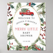 Merry Little Red Truck Baby Dusche Begrüßungszeich Poster (Vorne)