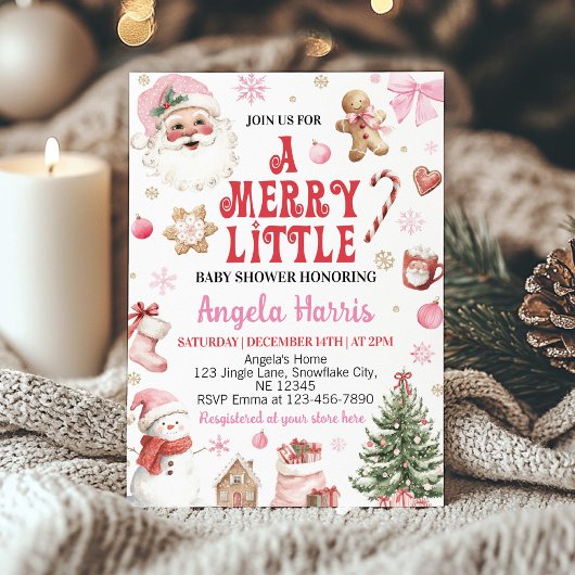 Merry Little Retro Christmas Santa Baby Shower Einladung