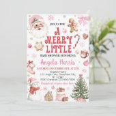 Merry Little Retro Christmas Santa Baby Shower Einladung (Stehend Vorderseite)