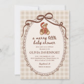Merry Little Teddy Bear Christmas Baby Shower Einladung (Vorderseite)