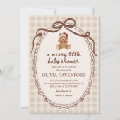 Merry Little Teddy Bear Christmas Baby Shower Einladung (Vorderseite)