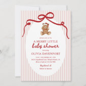 Merry Little Teddy Bear Red Christmas Baby Shower Einladung (Vorderseite)