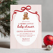 Merry Little Teddy Bear Red Christmas Baby Shower Einladung
