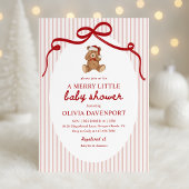 Merry Little Teddy Bear Red Christmas Baby Shower Einladung