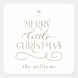 Merry Little Weihnachtsfeiertag Ankündigung Quadratischer Aufkleber