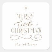 Merry Little Weihnachtsfeiertag Ankündigung Quadratischer Aufkleber (Vorderseite)