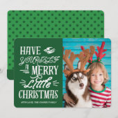 Merry Little Weihnachtsfotokarte (grün) Ankündigung (Vorne/Hinten)