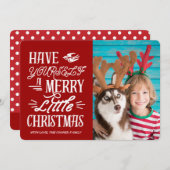 Merry Little Weihnachtsfotokarte (rot) Ankündigung (Vorne/Hinten)