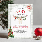 Merry Little Winter Gingham Christmas Baby Shower Einladung